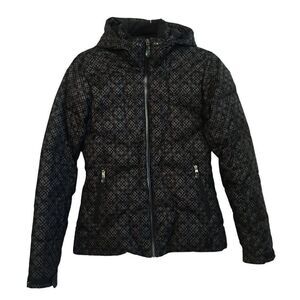 Spyder Boys Hooded Jacket Size 4 Black Patterned Insulated Winter Coat